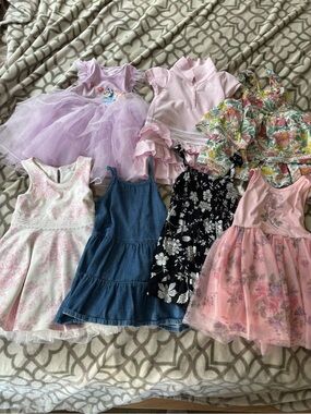 Lot of Girls' Dresses - Pink, Lavender, Blue, Floral Styles